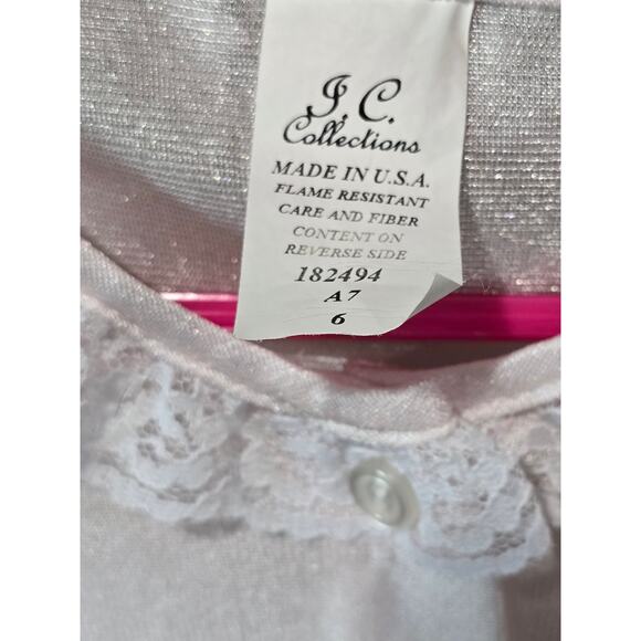 JC Collections Girls Pink Silk Nylon Long Sleeve Front Opening Pajama Night Gown - Picture 4 of 9